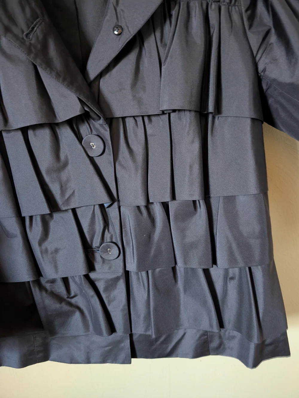 J. Crew Navy Ruffled Button-Front Jacket - Picture 3 of 6